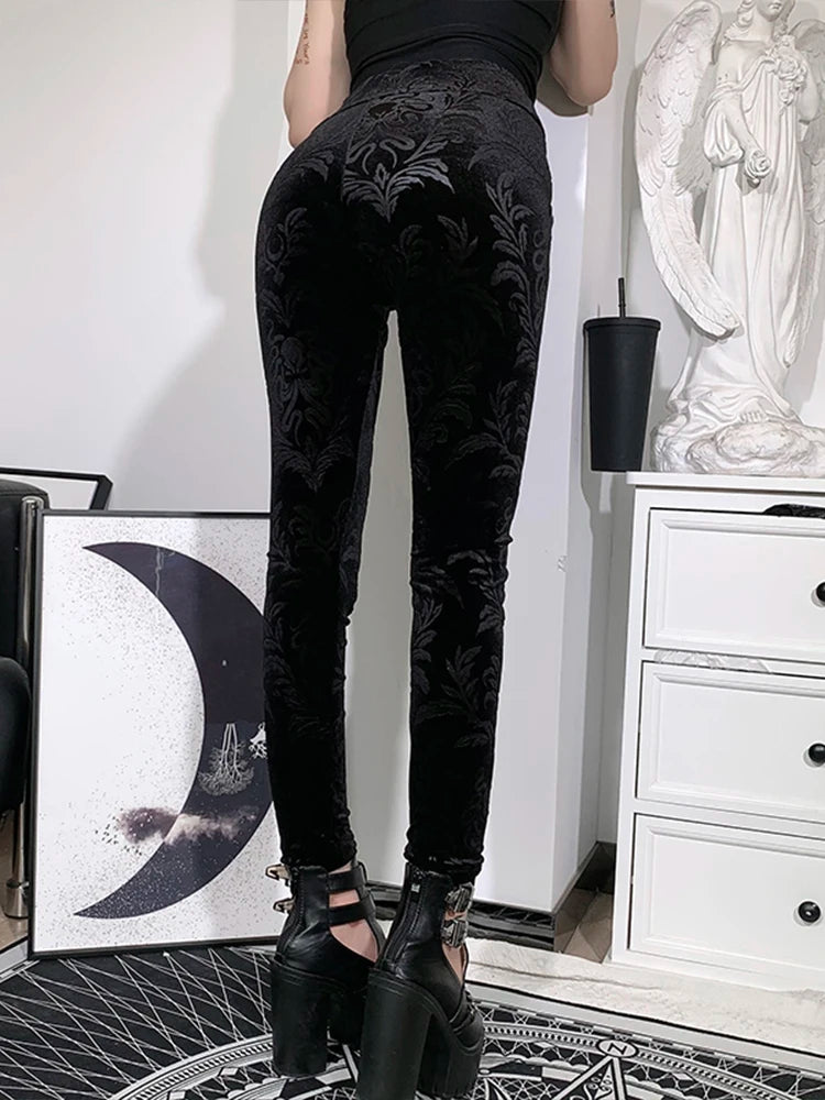 Midnight Filigree Velvet Darkness Pants | Wrap Yourself in Shadows, Embrace the Night - A Gothic Universe - 
