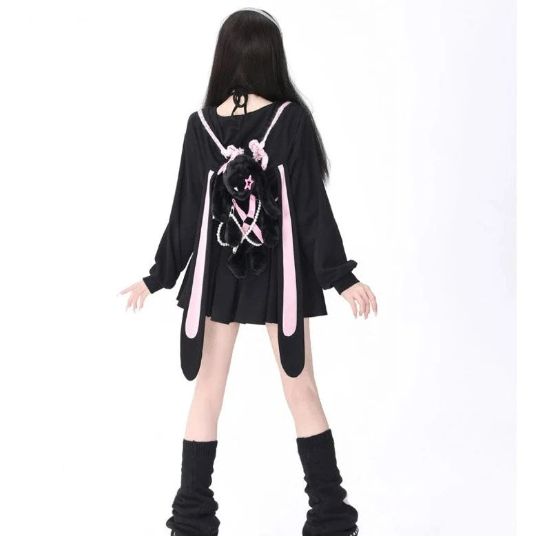 Nocturnal Bunny Bliss Jacket | Beyond the Shadows, Unleash Your Style - A Gothic Universe - Hoodies