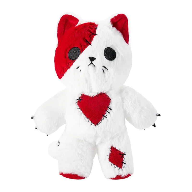 Crimson Kitty Plushie | Punk Passion, Stitched in Red and Pink - A Gothic Universe - Plushies