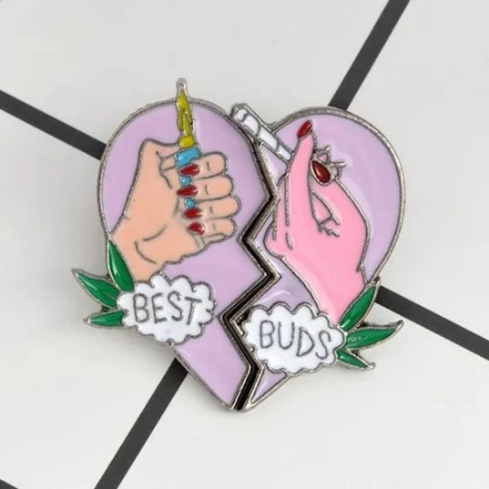 Best Buds Broken Hearts Brooch Pins Set - A Gothic Universe - Lapel Pins