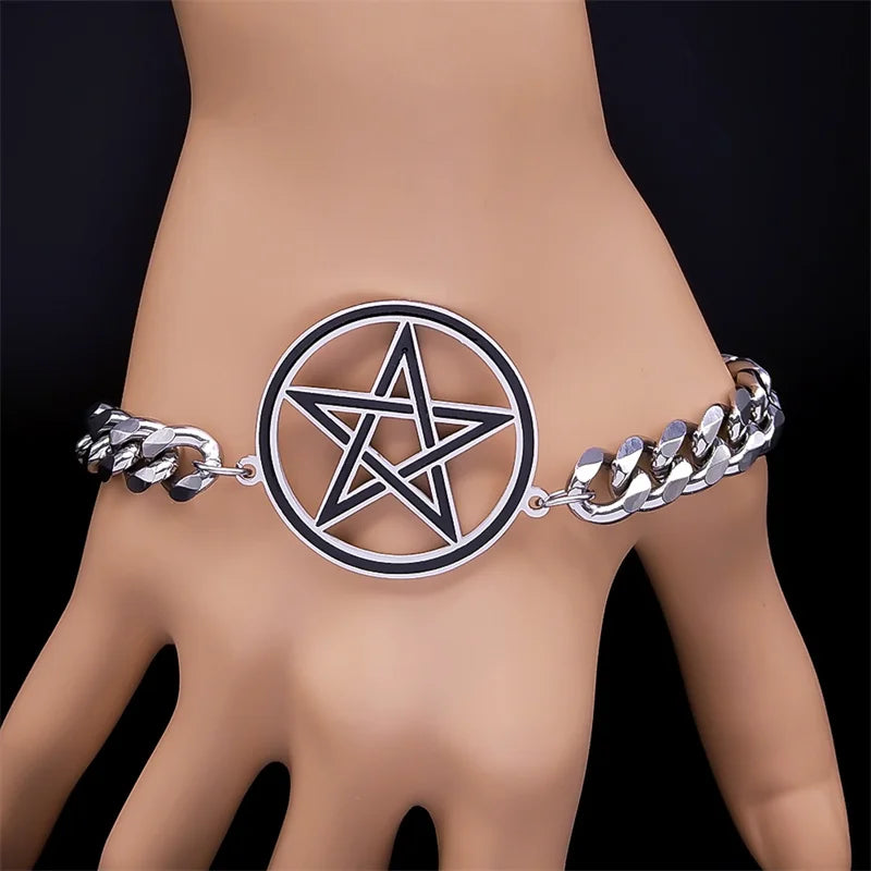 Shadow Sentinel Pentacle Bracelet | Wear the Shadows, Embrace the Protection - A Gothic Universe - Bracelets