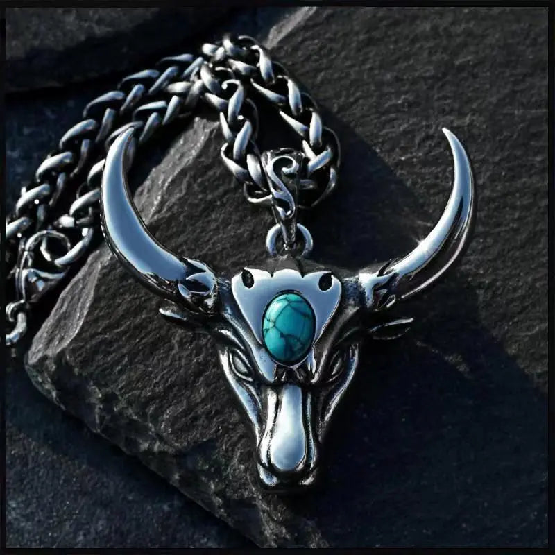 MysticBull Turquoise Skull Pendant | Unearth the Darkness - A Gothic Universe - Necklaces