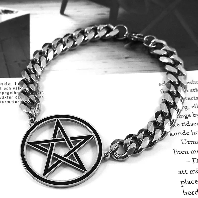 Shadow Sentinel Pentacle Bracelet | Wear the Shadows, Embrace the Protection - A Gothic Universe - Bracelets