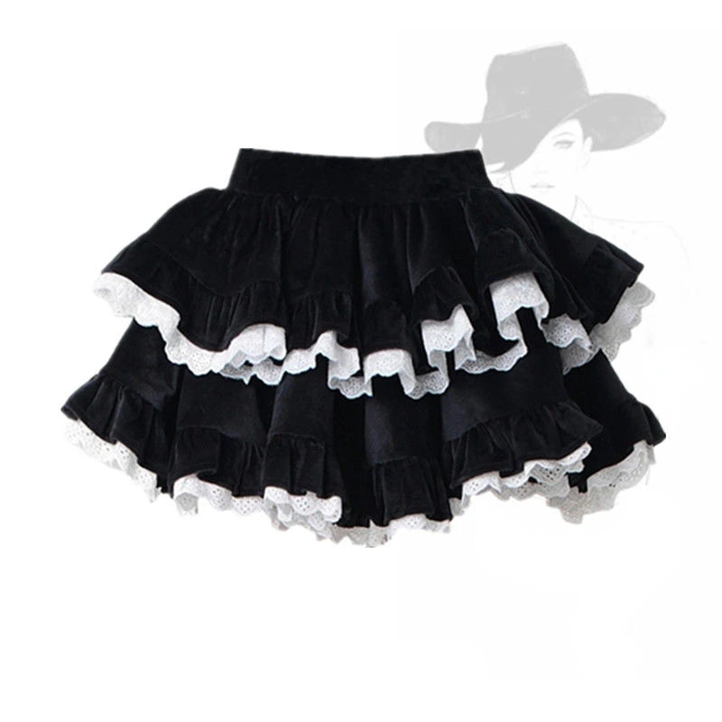 Velvet Noir Elegance Skirt | Step into the Shadows, Embrace the Light - A Gothic Universe - Skirts