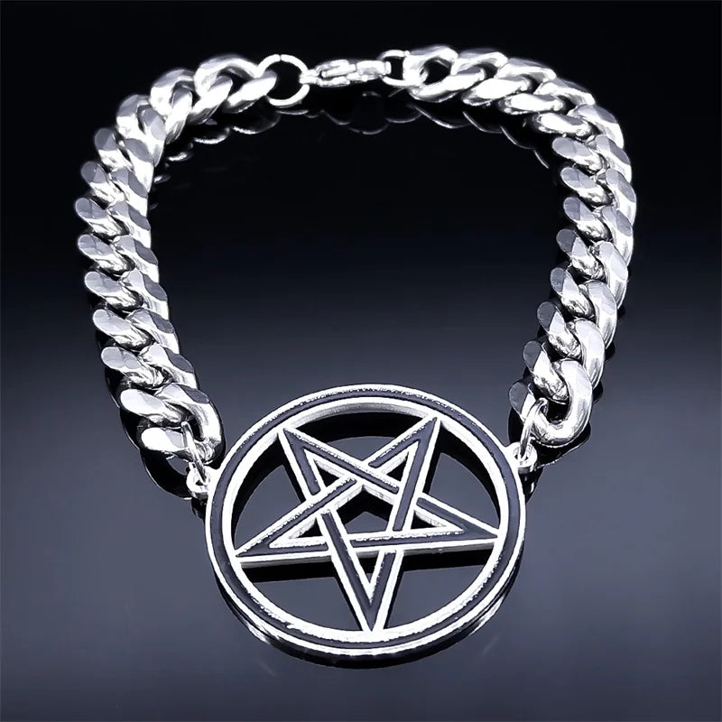 Shadow Sentinel Pentacle Bracelet | Wear the Shadows, Embrace the Protection - A Gothic Universe - Bracelets