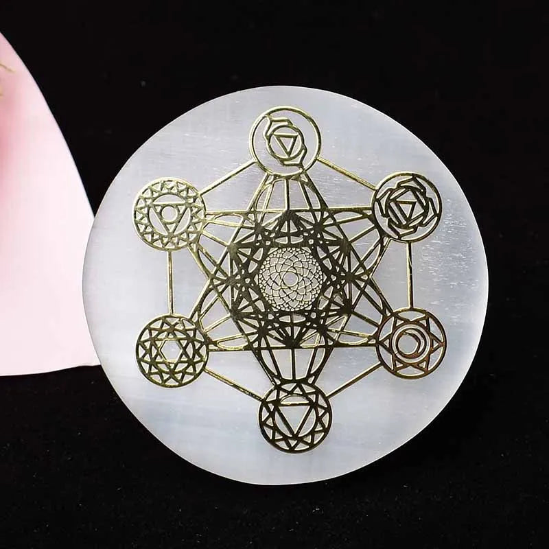 Natural Selenite Charging Plate | Seven Graphic Styles - A Gothic Universe - Crystals