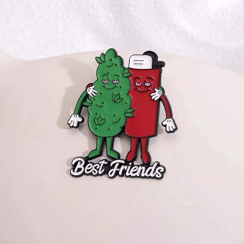 Best Friends Weed Leaf Lighter Partner Pin - A Gothic Universe - Lapel Pins