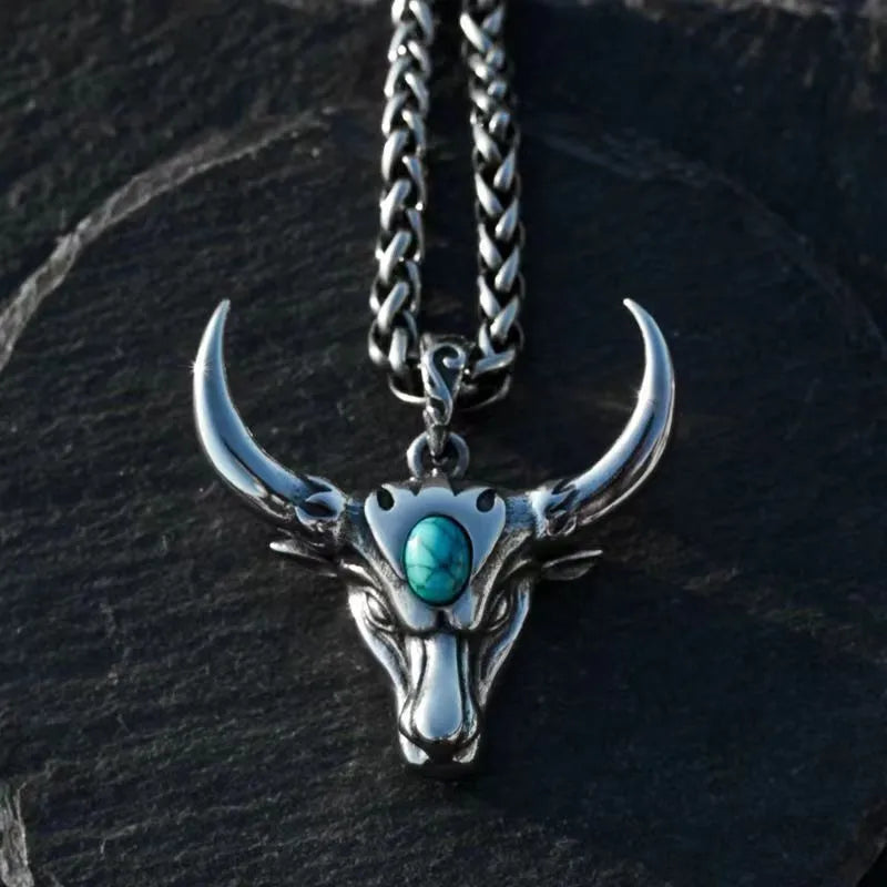 MysticBull Turquoise Skull Pendant | Unearth the Darkness - A Gothic Universe - Necklaces