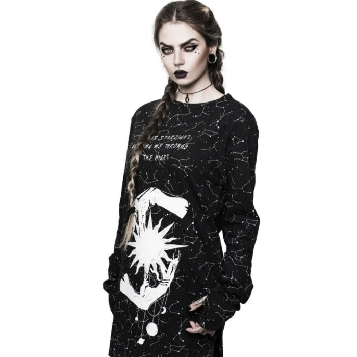 Starlight Magical Oversized Constellation Print Long Sleeve Tee - Rogue + Wolf - Shirts