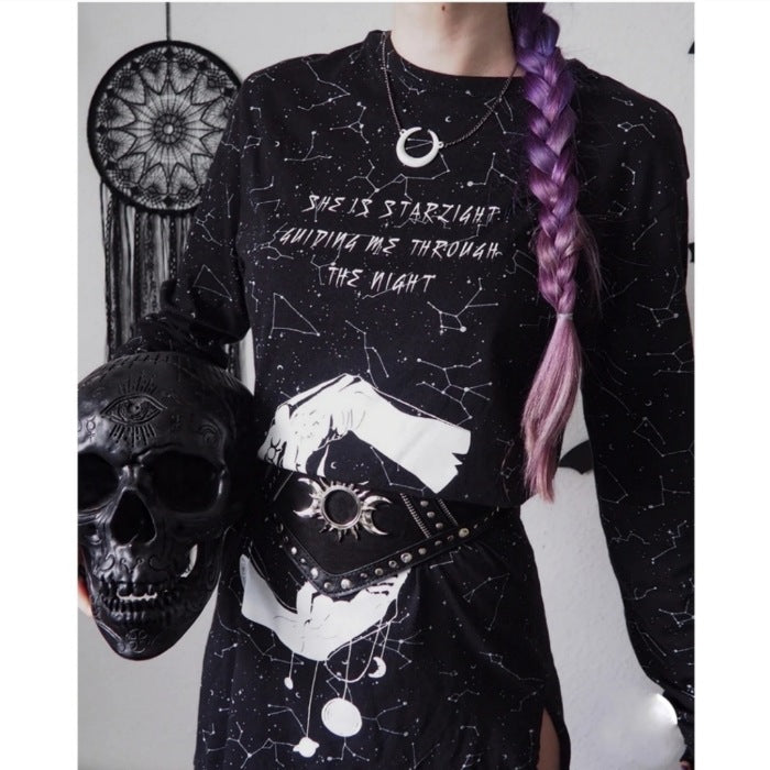 Starlight Magical Oversized Constellation Print Long Sleeve Tee - Rogue + Wolf - Shirts