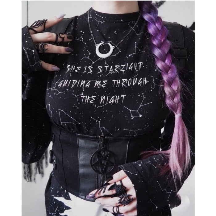 Starlight Magical Oversized Constellation Print Long Sleeve Tee - Rogue + Wolf - Shirts