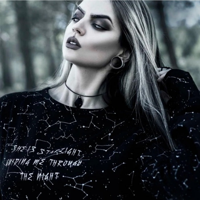 Starlight Magical Oversized Constellation Print Long Sleeve Tee - Rogue + Wolf - Shirts