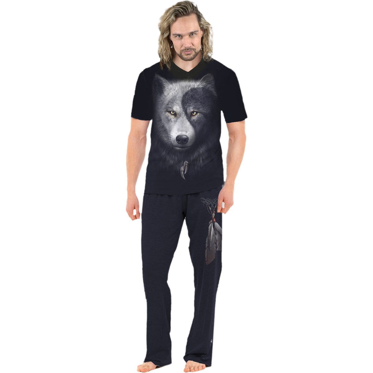 WOLF CHI - 4pc Mens Gothic Pyjama Set -  - Pyjama Sets