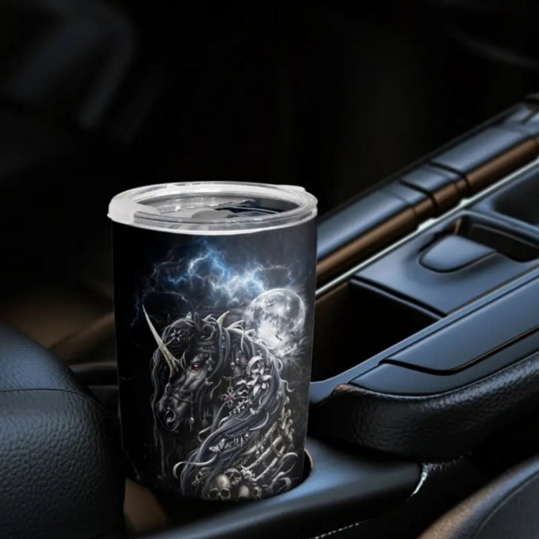 Double Walled Unicorn Skull Storm Insulated Travel Tumbler - A Gothic Universe - Cups