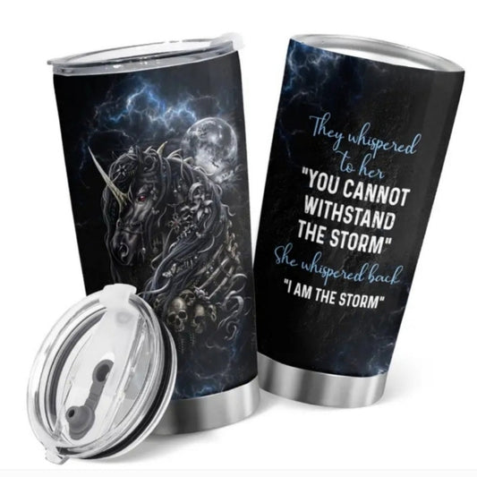 Double Walled Unicorn Skull Storm Insulated Travel Tumbler - A Gothic Universe - Cups