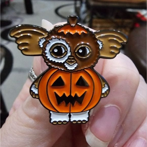 Metal Enamel Lapel Pin | Gizmo Pumpkin Costume - A Gothic Universe - Lapel Pin