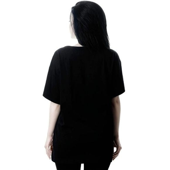 Karma Top | Oversized Scoop Neck Soft Cotton Black & White Woman's Tee - Killstar - Shirts