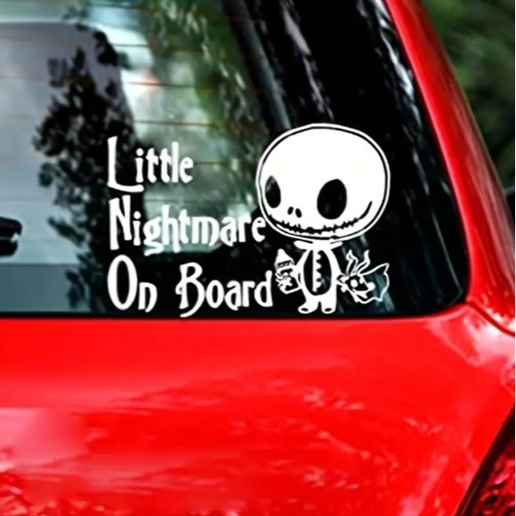 Vinyl Car Truck Window Decal Sticker | Little Nightmare On Board | White - A Gothic Universe - Decals