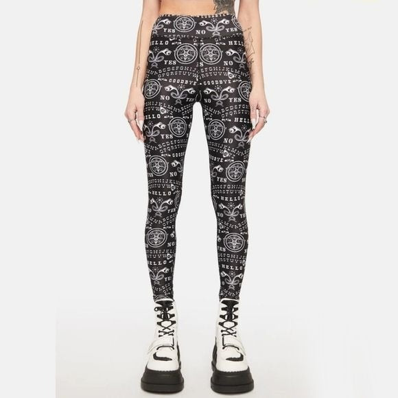 Ouija Graphic Leggings | Black Stretchy High Waisted - Too Fast - Leggings