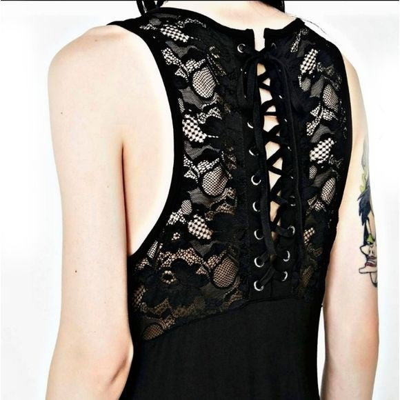 Shark Bite Hem Dress | No Sleep | Decadence Gothic Black Vest Dress - Killstar - Dresses