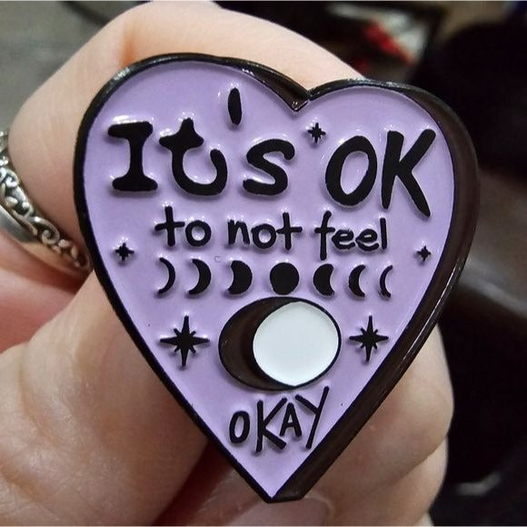 Metal Enamel Lapel Pin | It's Ok To Not Feel Okay - A Gothic Universe - Lapel Pin