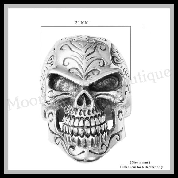 Evil King Men's Biker Ring |  Black Oxidized Stainless Steel - Evil King Theme - A Gothic Universe - Rings