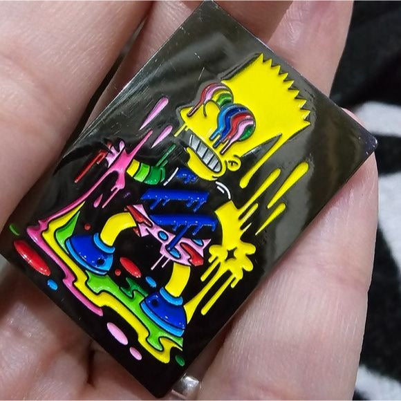 Metal Enamel Lapel Pin | Bart Simpson Melting In Pride Trippy - A Gothic Universe - Lapel Pin