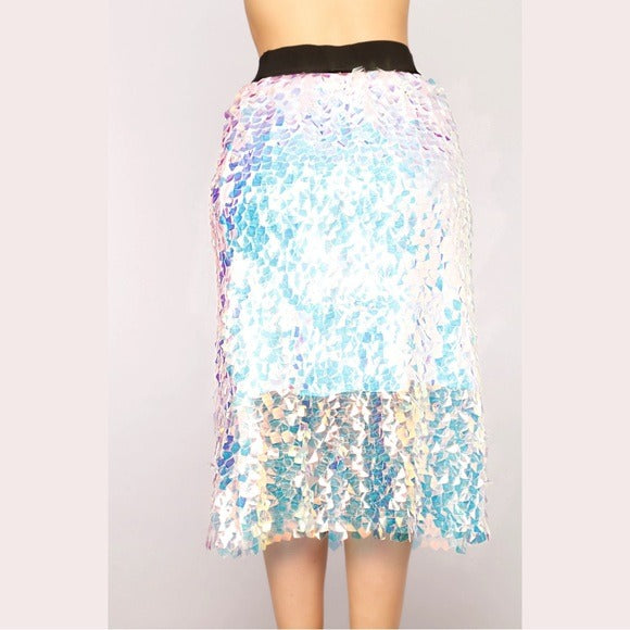 Sequin Midi Skirt | Legend | High Waist Iridescent ½ Lined - Fashion Nova - Skirt