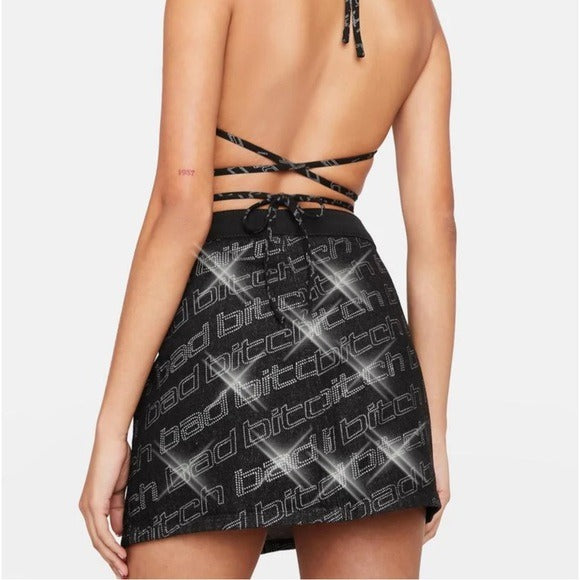 Baddie Mentality Mini Skirt | Black Wrap High Waist Fit Buckle Belt - Poster Grl - Skirts