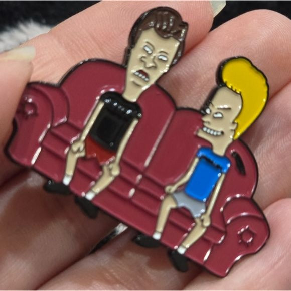 Metal Enamel Lapel Pin | Bevis And Butthead | Red Black - A Gothic Universe - Lapel Pin