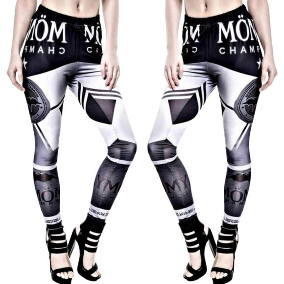 Form-Fitting Leggings | Monday Champagne | Gothic Black White Silver - Killstar - Leggings