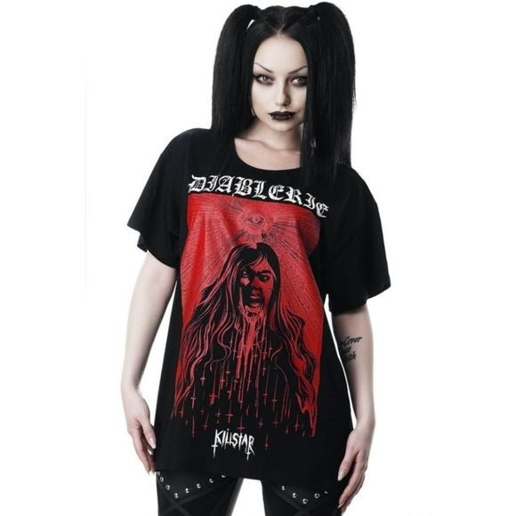 Diablerie Relaxed Top | Black Super Soft Superior Cotton - Killstar - Tops