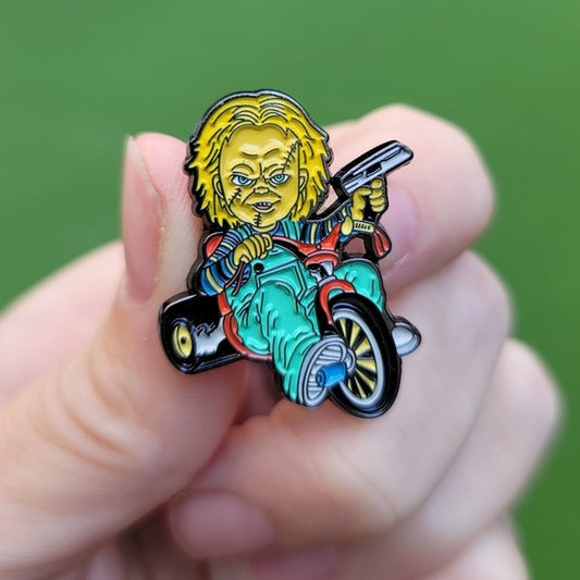 Metal Enamel Lapel Pin | Gang Vibes of Chucky | Yellow & Blue - A Gothic Universe - Lapel Pins