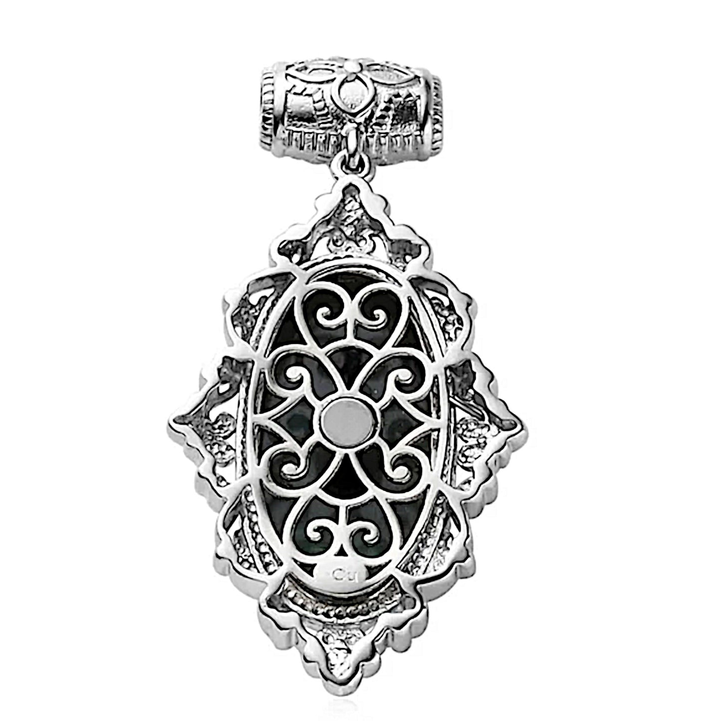 African Malachite Solitaire Pendant | in Platinum with Magnet 27.5ctw - A Gothic Universe - Pendants