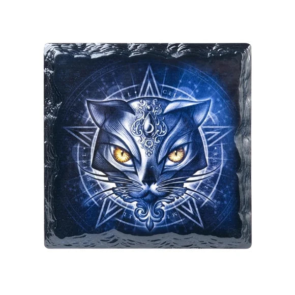 Alchemicat Coaster |  Slate Ceramic Coaster 'Sacred Cat' Mystery & Magic - Alchemy Gothic - Coasters
