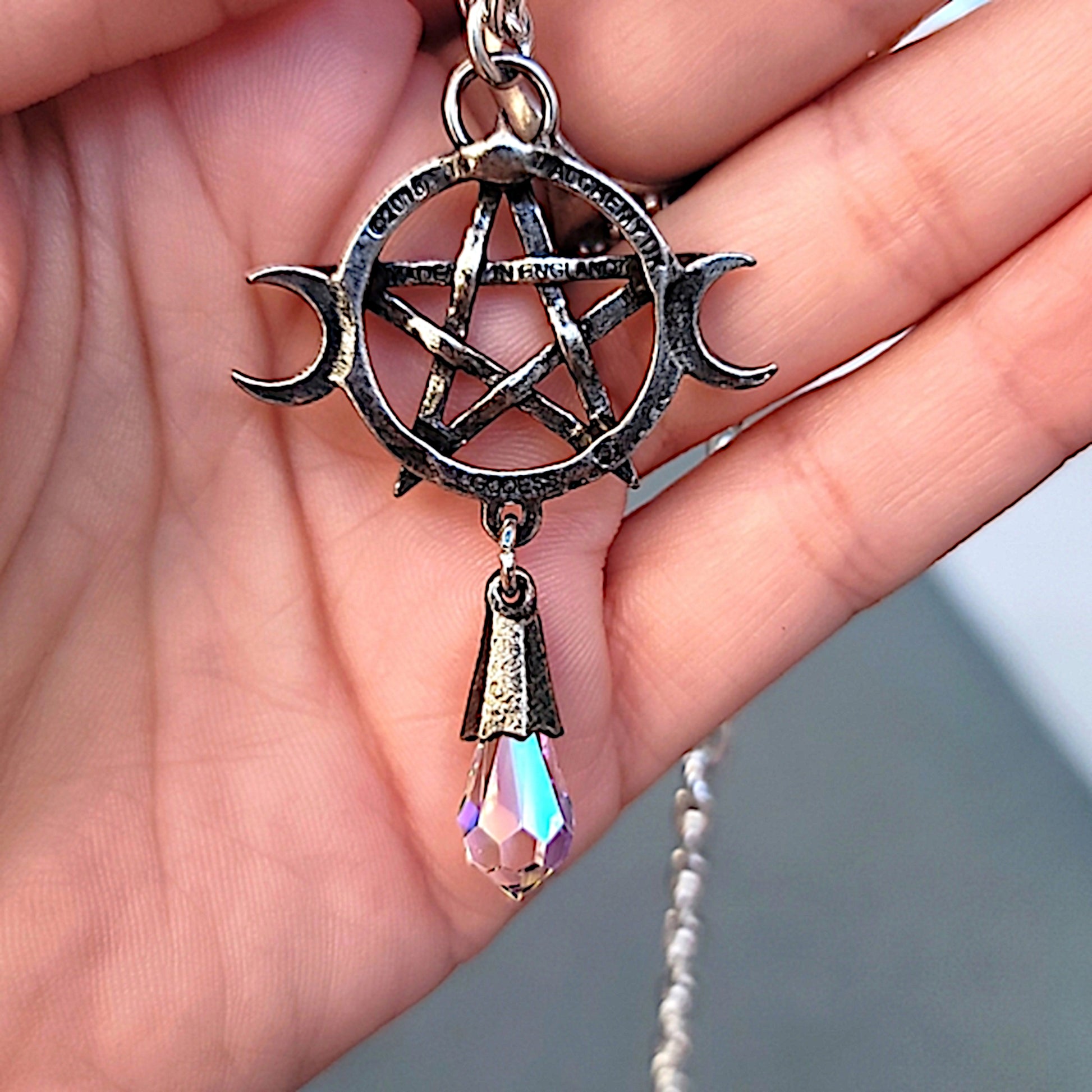 Goddess Pendant | Wiccan Triple Goddess Balanced Austrian Crystal - Alchemy Gothic - Pendants