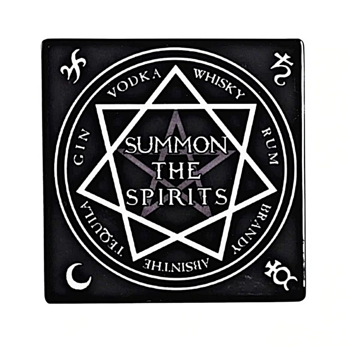 Summon the Spirits Coaster |  Ceramic Coaster Black & White Gloss Finish - Alchemy Gothic - Coasters