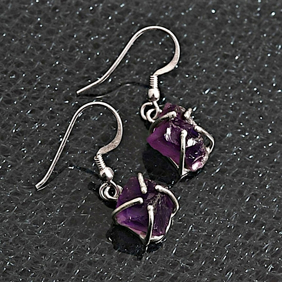 Geode Earrings | 10.80ctw Amethyst - Artisan - Earrings