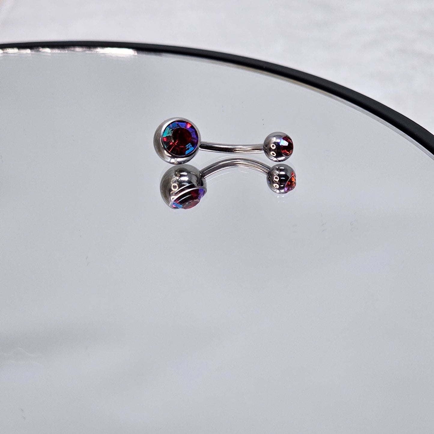 Rainbow Crystal Belly Button Ring Stainless Steel Navel Piercing Jewelry Women - 𝑃𝑎𝑖𝑛𝑓𝑢𝑙 𝑃𝑙𝑒𝑎𝑠𝑢𝑟𝑒 - Body Jewelry