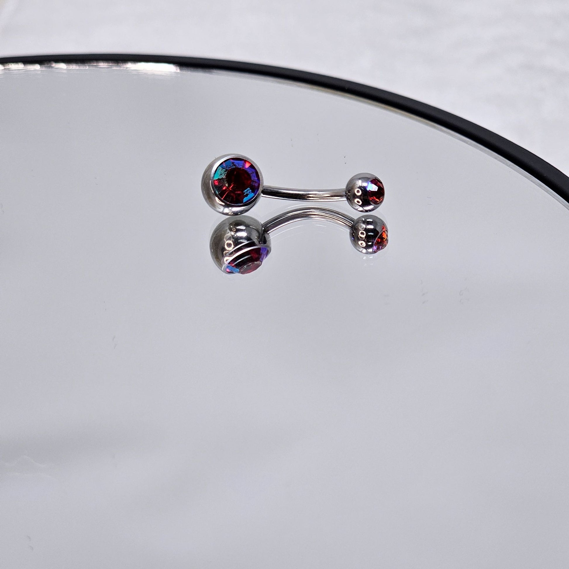 Rainbow Crystal Belly Button Ring Stainless Steel Navel Piercing Jewelry Women - 𝑃𝑎𝑖𝑛𝑓𝑢𝑙 𝑃𝑙𝑒𝑎𝑠𝑢𝑟𝑒 - Body Jewelry