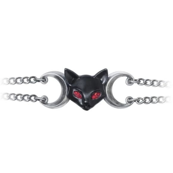 Worshipping Bastet Bracelet | Triple Moon Black Cat - Alchemy Gothic - Bracelets