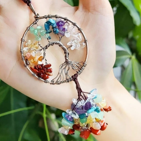 Crystal Tree Of Life Hanging Decor | Handmade Wire Wrap Copper - A Gothic Universe - Sun Catcher