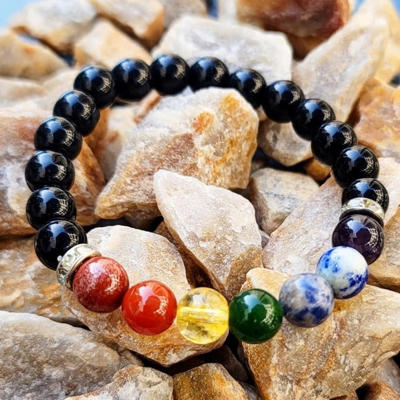 Black Tourmaline Chakra Gemstone Bracelet | Clearing Your Energy Field - A Gothic Universe - Bracelets