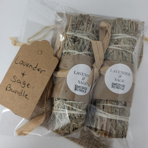 Lavender & Sage | Smudge/Cleanse Yourself & Your Home Set of Two w/Sack - A Gothic Universe - Smudging Sets