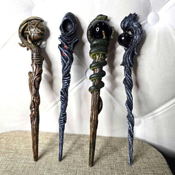 Grim Reaper Wand | Black Hand Painted Acrylic 9½" - A Gothic Universe - Wand