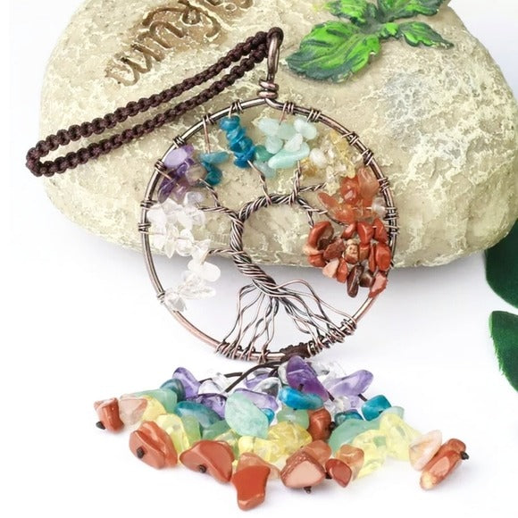 Crystal Tree Of Life Hanging Decor | Handmade Wire Wrap Copper - A Gothic Universe - Sun Catcher