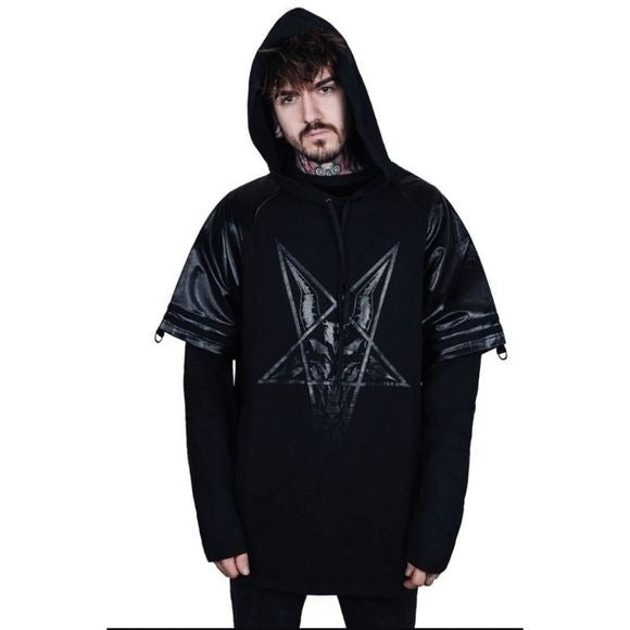Vengeance Pullover Sweatshirt | Oversized Hood Black Soft Cotton - Killstar - Sweatshirts