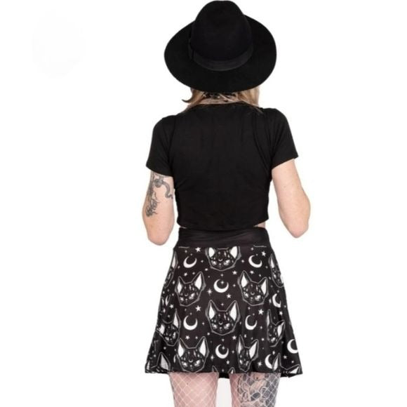 Mystical Cat Familiar Skater Skirt | Soft Thick and Stretchy - Too Fast - Mini Skirts