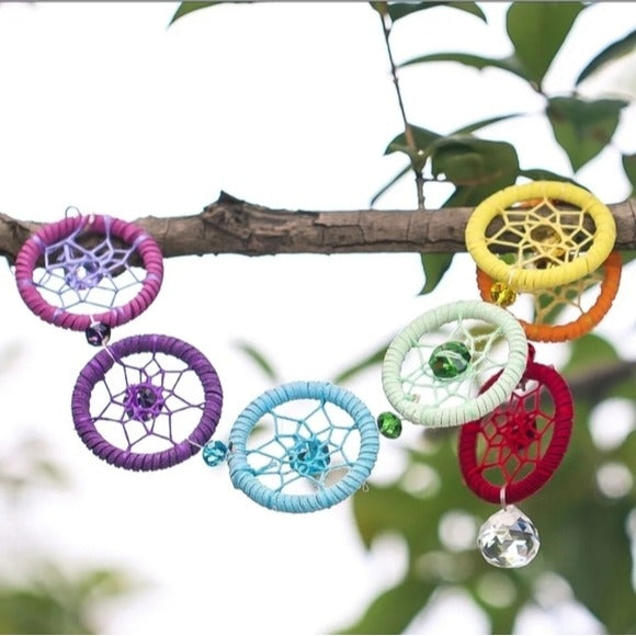 Handmade Dreamcatcher | Suncatcher | Chakra Drop Prism Clear Crystal Decorative - A Gothic Universe - Sun Catcher