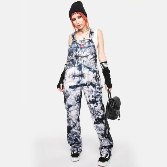 Tie Dye Overalls | Black Pink & White Contrast Stitching 5 Pocket - Dickies - 